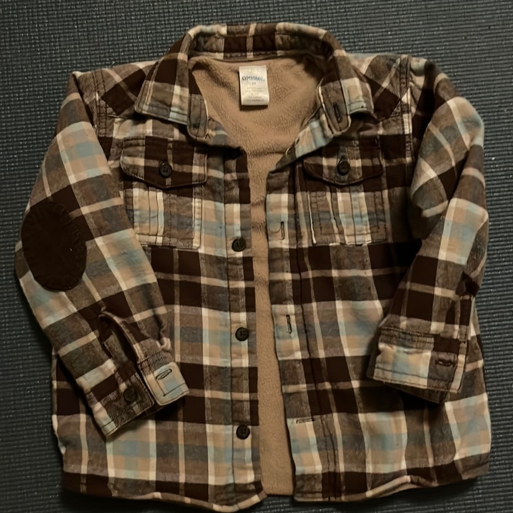 EUC Gymboree fleece lined plaid shirt/jacket